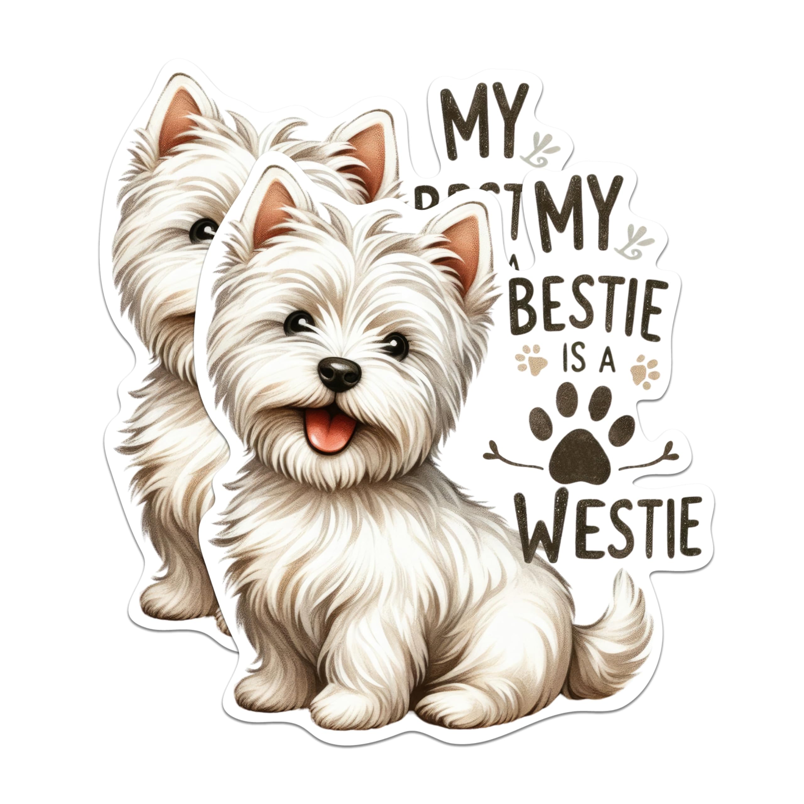 (2 Pack) My Bestie is A Westie Magnets - West Highland Terrier Dog Breed Magnet - 5 Inches On Longest Side - Premium Magnet - for Cars, Refrigerators, Toolboxes - Made in USA - MAG2013