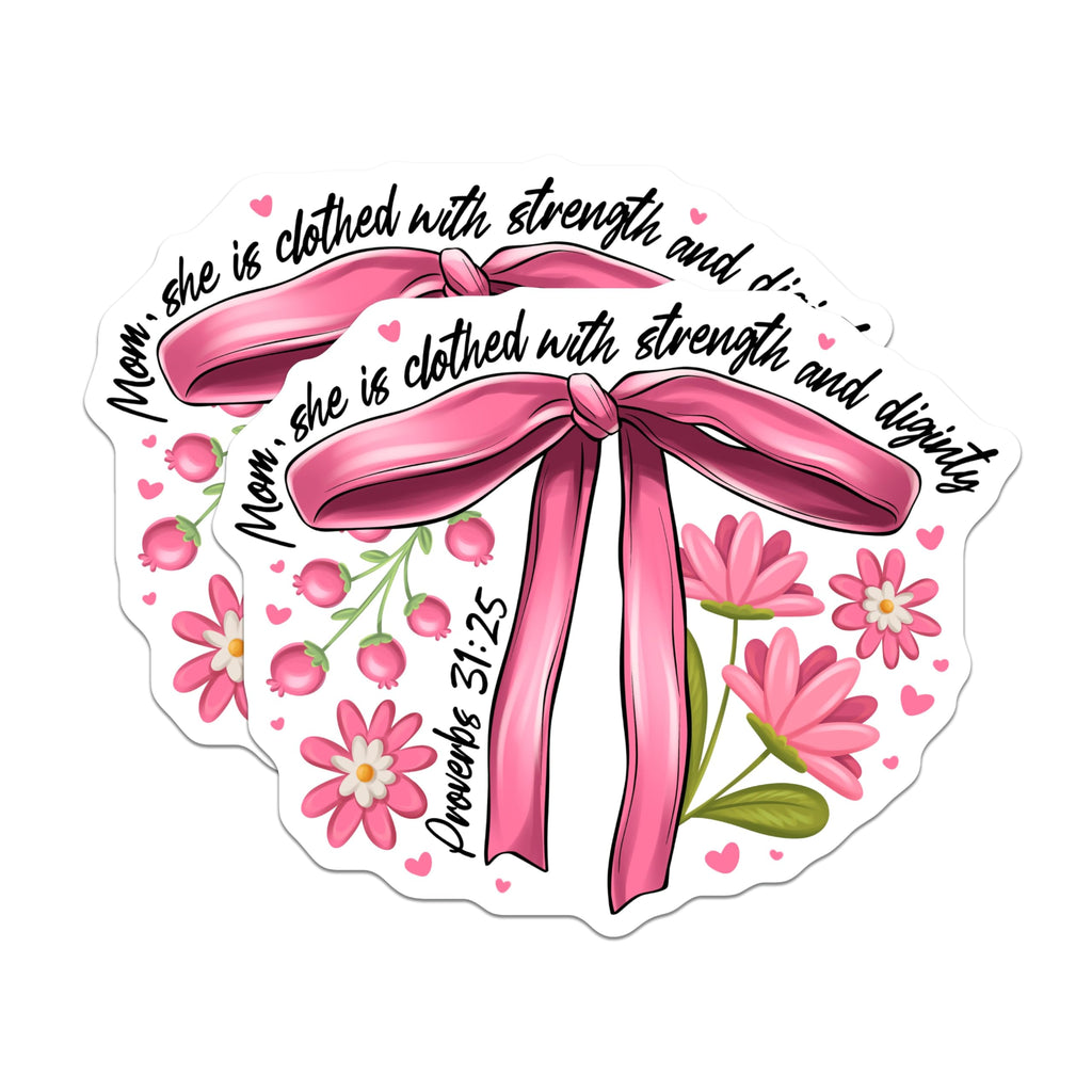(2 Pack) Christian Mom Magnets - Proverbs 31:25 Scripture Decor - Mother's Day Inspirational for Her - 5 Inches On Longest Side - Thick Durable Magnet - Made in USA - MAG26525