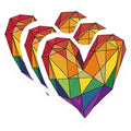 (3 Pack) Geometric Heart Decals - Abstract Art Decals - Rainbow Color Decal - 3 Inches On Longest Side - Easy Peel & Apply - Made in USA - 3MCS1151