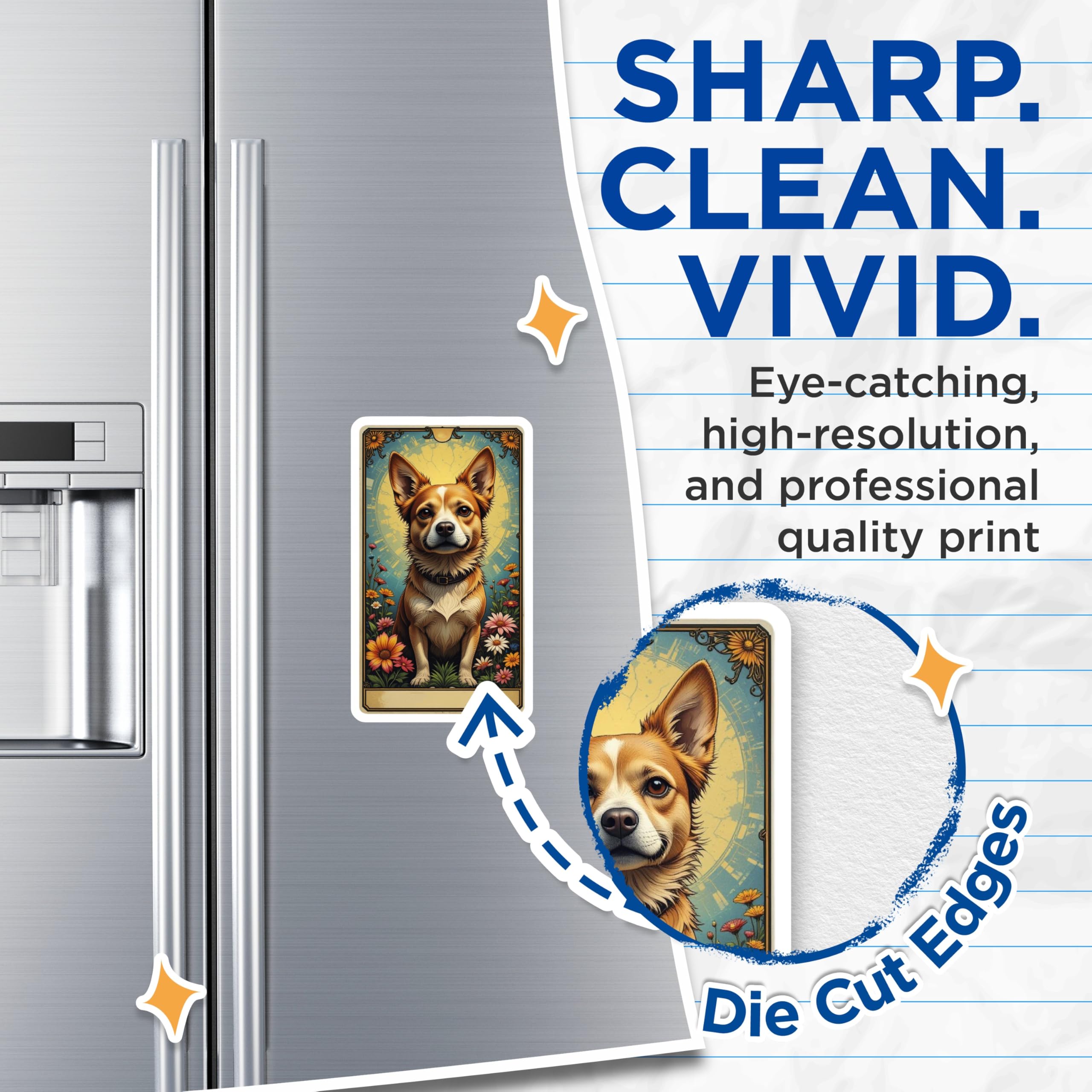 (2 Pack) Adorable Chihuahua Dog Magnets - Mystical Tarot Card Art - Vintage Pet Lover Fridge Decor - 5 Inches On Longest Side - Thick Durable Magnet - Made in USA - MAG21428