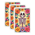 (3 Pack) Floral Skull Decals - Skeleton Decal - Laptop Decals - 3 Inches On Longest Side - Easy Peel & Apply - Made in USA - 3MCS8163
