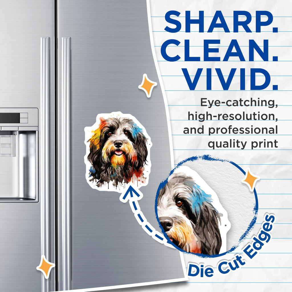 (2 Pack) Doodle Dog Magnets - Watercolor Pet Art - Dog Mom Decor - 5 Inches On Longest Side - Thick Durable Magnet - Made in USA - MAG27073