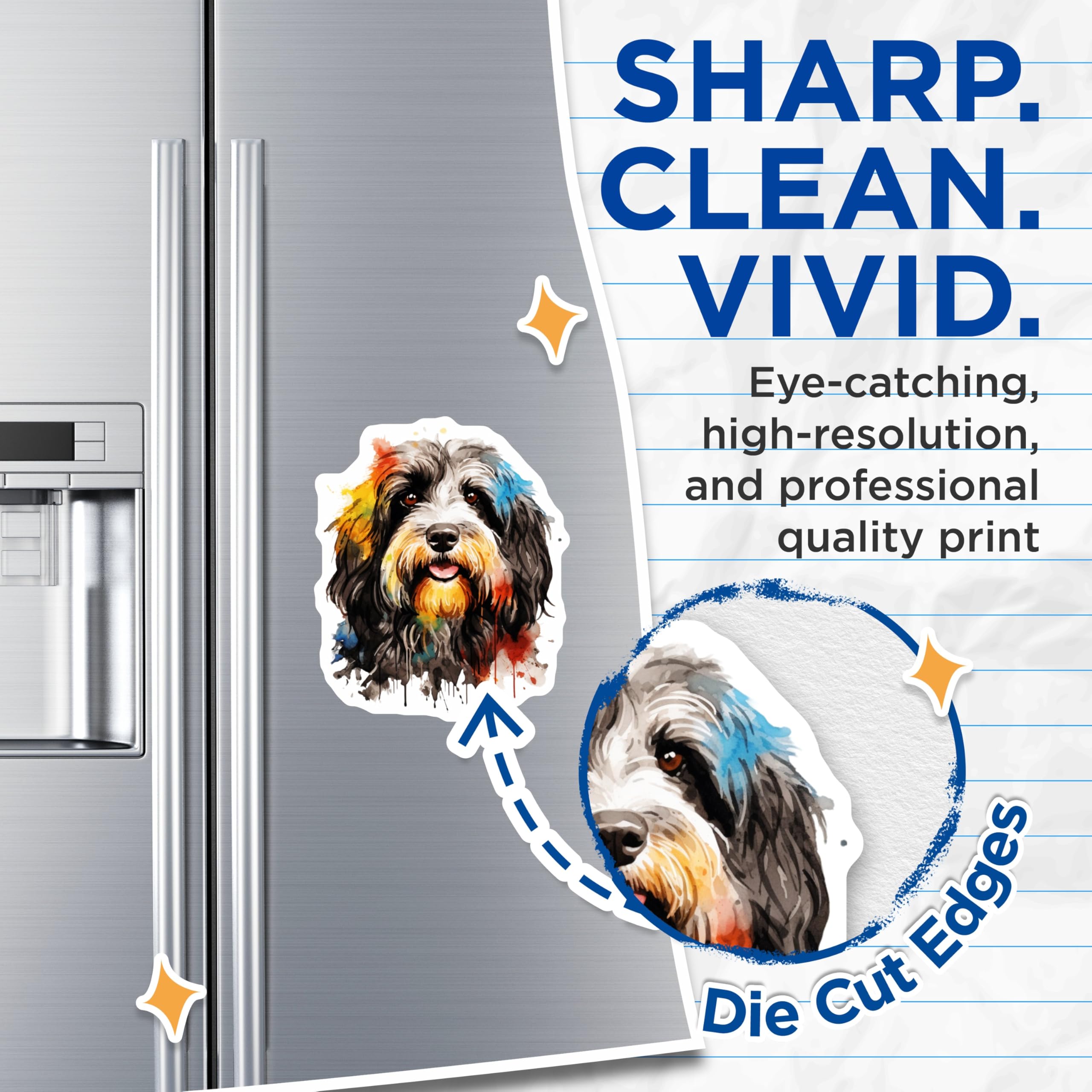 (2 Pack) Doodle Dog Magnets - Watercolor Pet Art - Dog Mom Decor - 5 Inches On Longest Side - Thick Durable Magnet - Made in USA - MAG27073