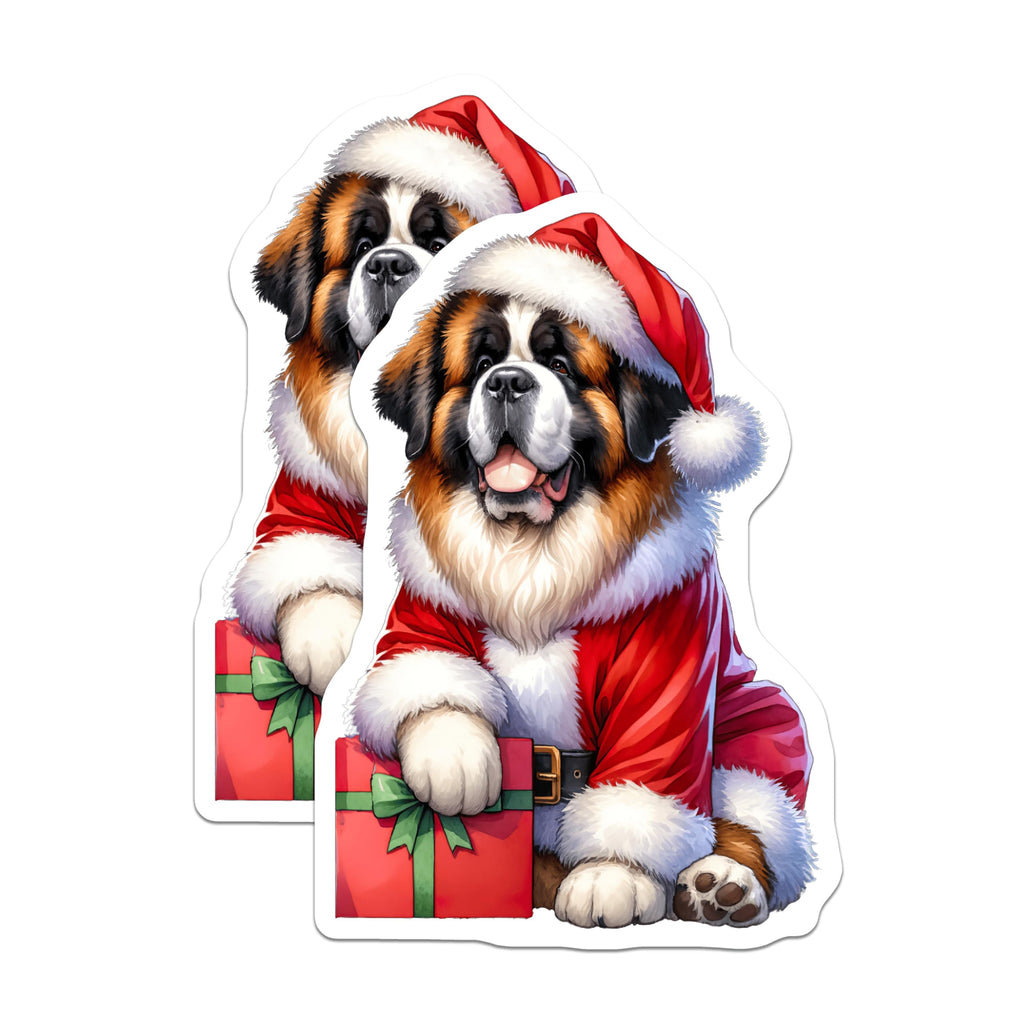 (2 Pack) Santa St Bernard Dog Magnets - Christmas Pet Decor - Holiday Fridge Accent for Animal Lovers - 5 Inches On Longest Side - Thick Durable Magnet - Made in USA - MAG27655
