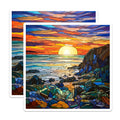 (2 Pack) Stained Glass Ocean Sunset Magnets - Mosaic Coastal Scene - Artistic Seascape Decoration - Refrigerator Accent - 5 Inches On Longest Side - Thick Durable Magnet - Made in USA - MAG24797