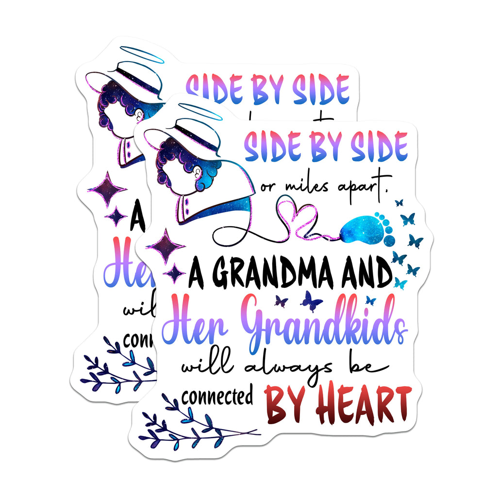 (2 Pack) Grandma Grandkids Magnets - Connected By Heart - Long Distance Grandma Love - Mothers Day for Grandmom - 5 Inches On Longest Side - Thick Durable Magnet - Made in USA - MAG38115