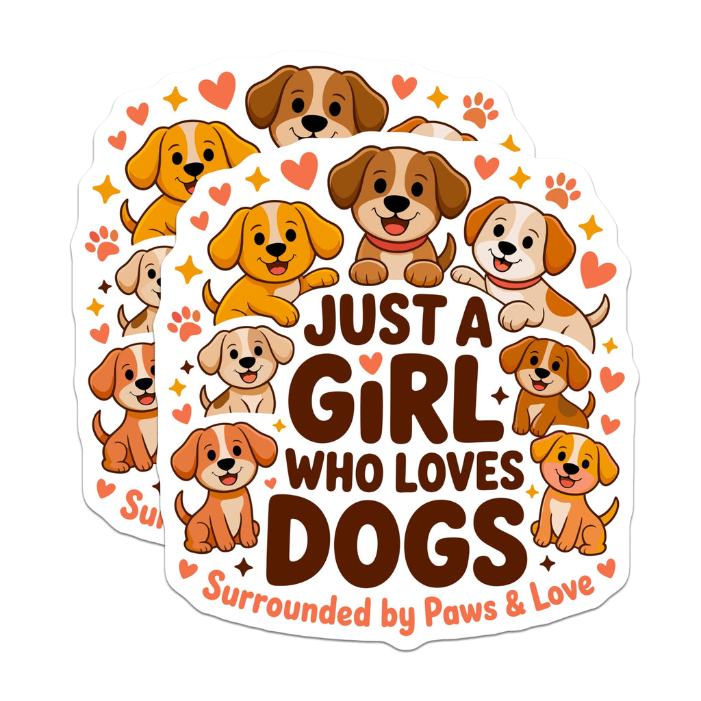 (2 Pack) Girl Who Loves Dogs Magnets - Cute Puppy Design - Dog Mom Refrigerator Decor - Pet Owner Accessory - 5 Inches On Longest Side - Thick Durable Magnet - Made in USA - MAG29239