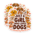 (2 Pack) Girl Who Loves Dogs Magnets - Cute Puppy Design - Dog Mom Refrigerator Decor - Pet Owner Accessory - 5 Inches On Longest Side - Thick Durable Magnet - Made in USA - MAG29239