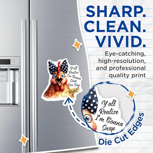 (2 Pack) Funny Chicken Magnets - Humorous Animal Magnets - Quirky Kitchen - 5" On Longest Side - for Cars, Fridges, Toolboxes - Made in USA - MAG4511