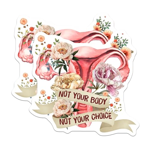 (2 Pack) Feminist Rights Stickers - Not Your Body Not Your Choice - 5" On Longest Side - Sticks to Smooth Flat Surfaces - Made in USA - BMCS9046 - BMCS9046