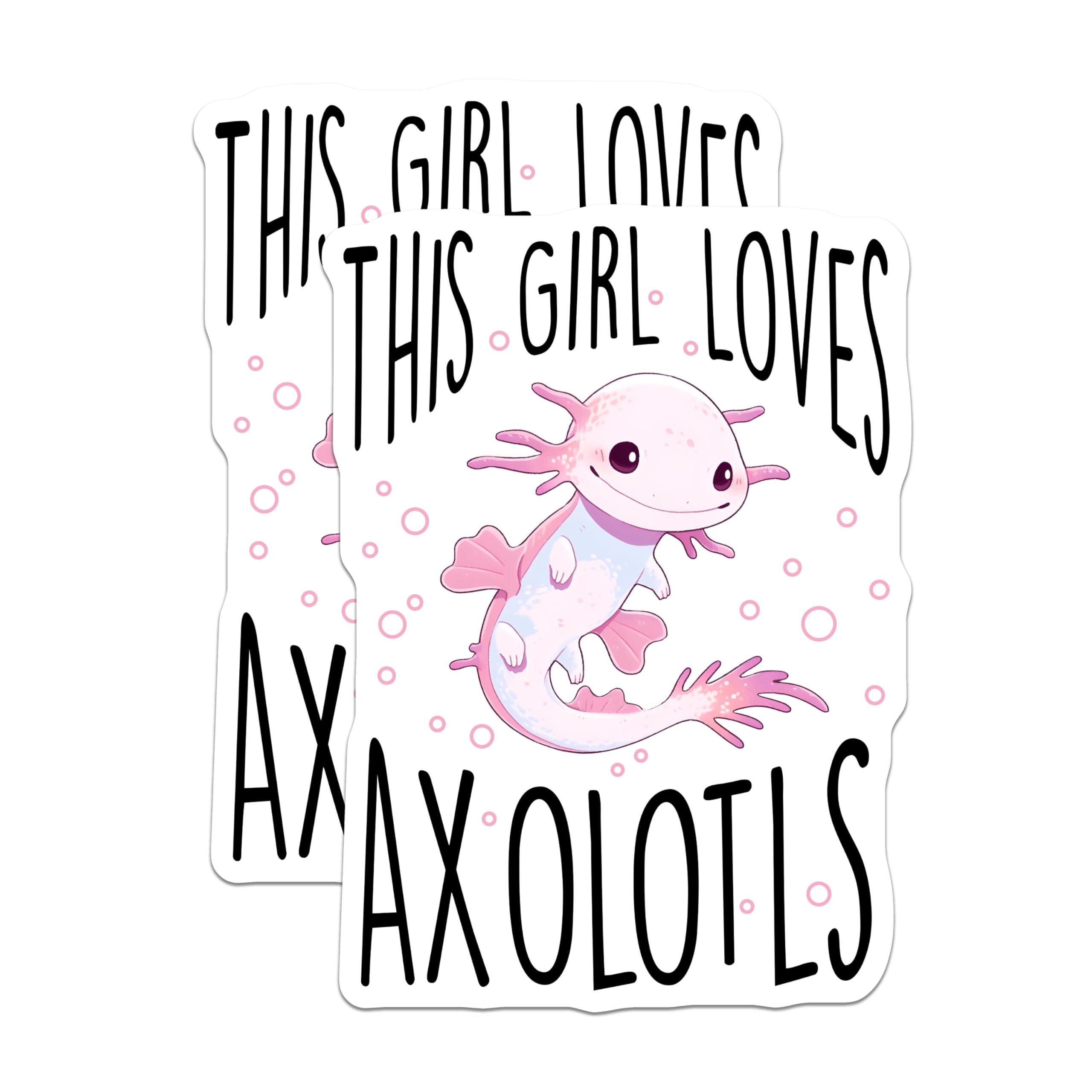 (2 Pack) This Girl Loves Axolotls Magnets - Cute Axolotl Decor - Animal Lover Gifts - Axolotl Enthusiast Items - 5" On Longest Side - for Cars, Fridges, Toolboxes - Made in USA - MAG7785