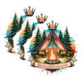 (3 Pack) Queen of The Camper Decals - Camping Lover Sticker - Crown Tent Laptop Decals- 3 Inches On Longest Side - Easy Peel & Apply - Made in USA - 3MCS5533