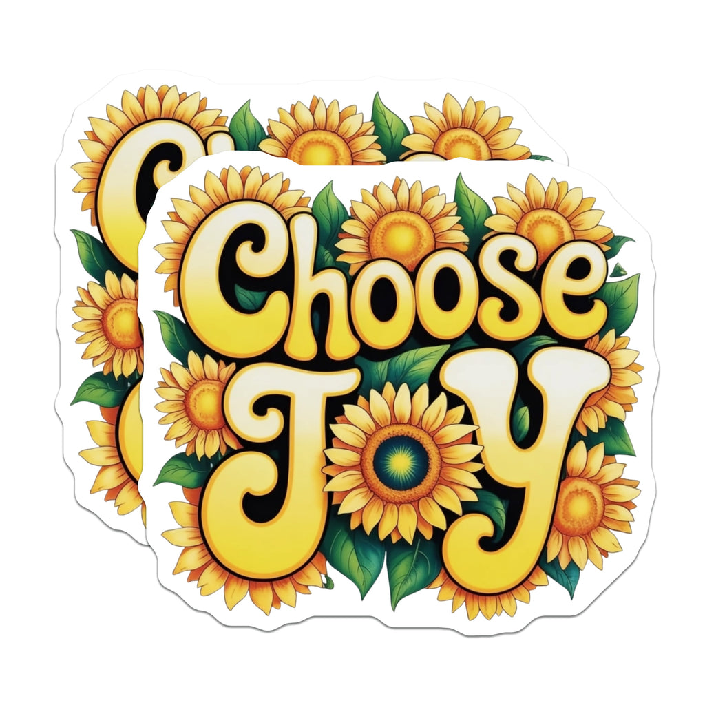 (2 Pack) Choose Joy Sunflower Magnets - Retro Inspirational Decor - Positive Affirmation Fridge Decor - 5 Inches On Longest Side - Thick Durable Magnet - Made in USA - MAG37344