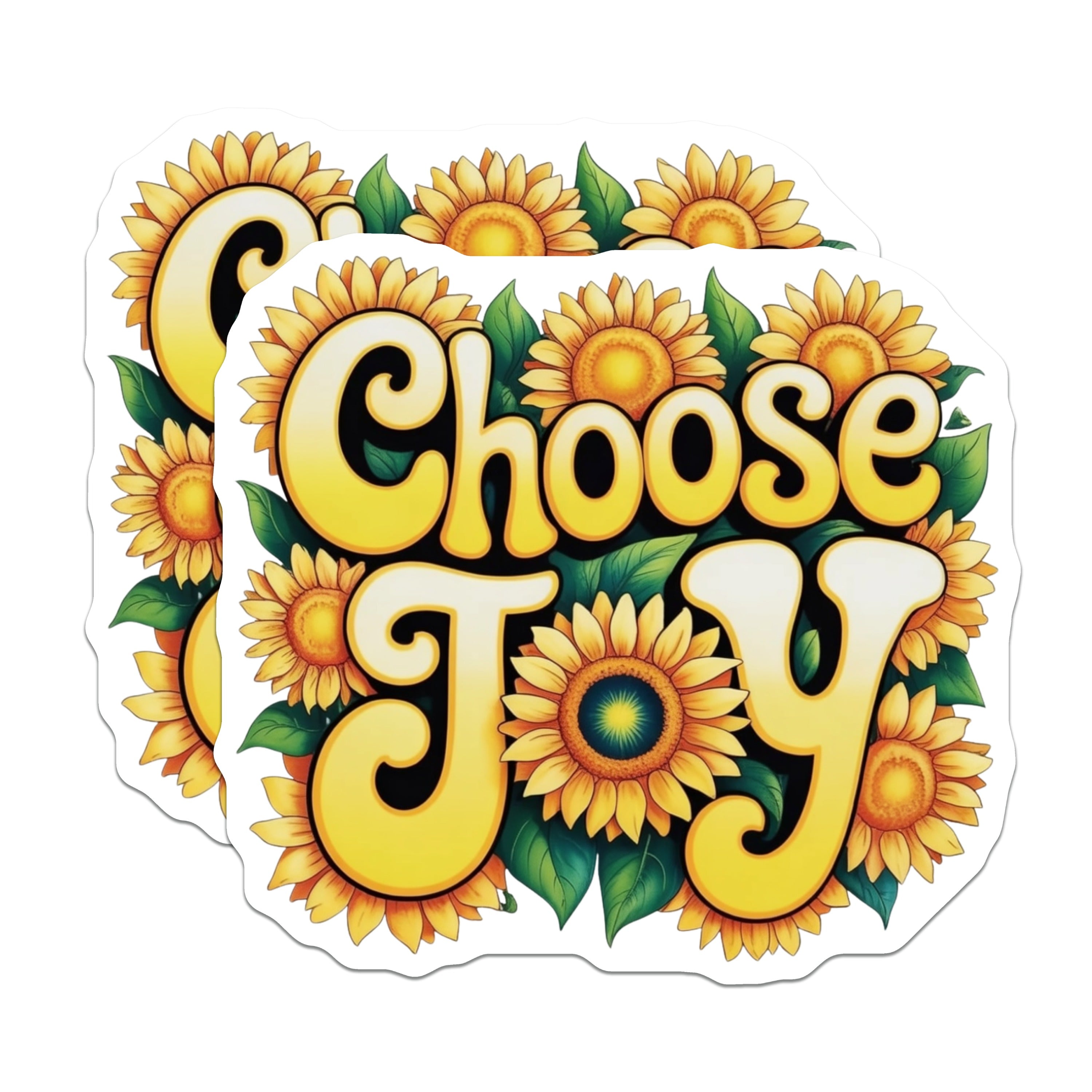 (2 Pack) Choose Joy Sunflower Magnets - Retro Inspirational Decor - Positive Affirmation Fridge Decor - 5 Inches On Longest Side - Thick Durable Magnet - Made in USA - MAG37344
