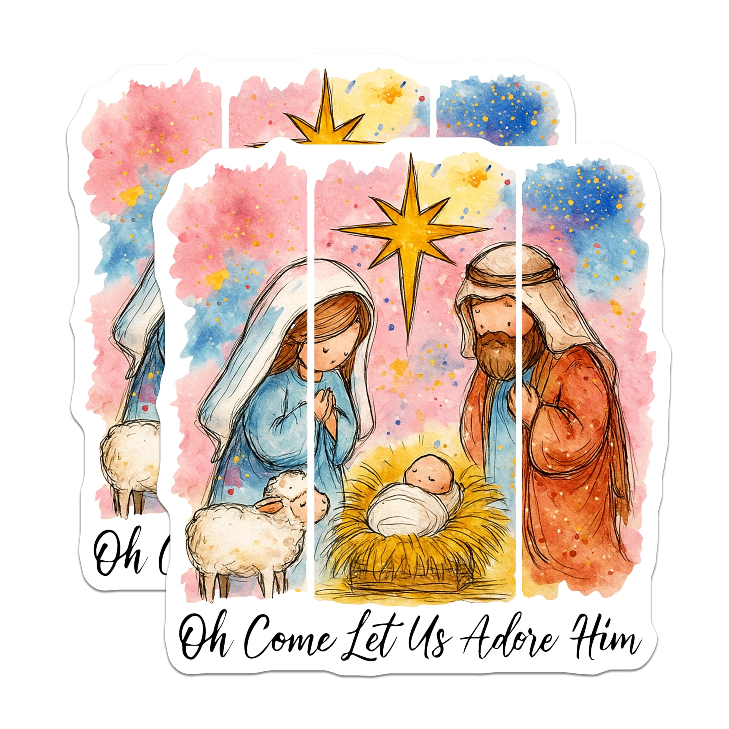 (2 Pack) Nativity Scene Magnets - Christmas Holiday Decor - Religious Christian Art - 5 Inches On Longest Side - Thick Durable Magnet - Made in USA - MAG26271