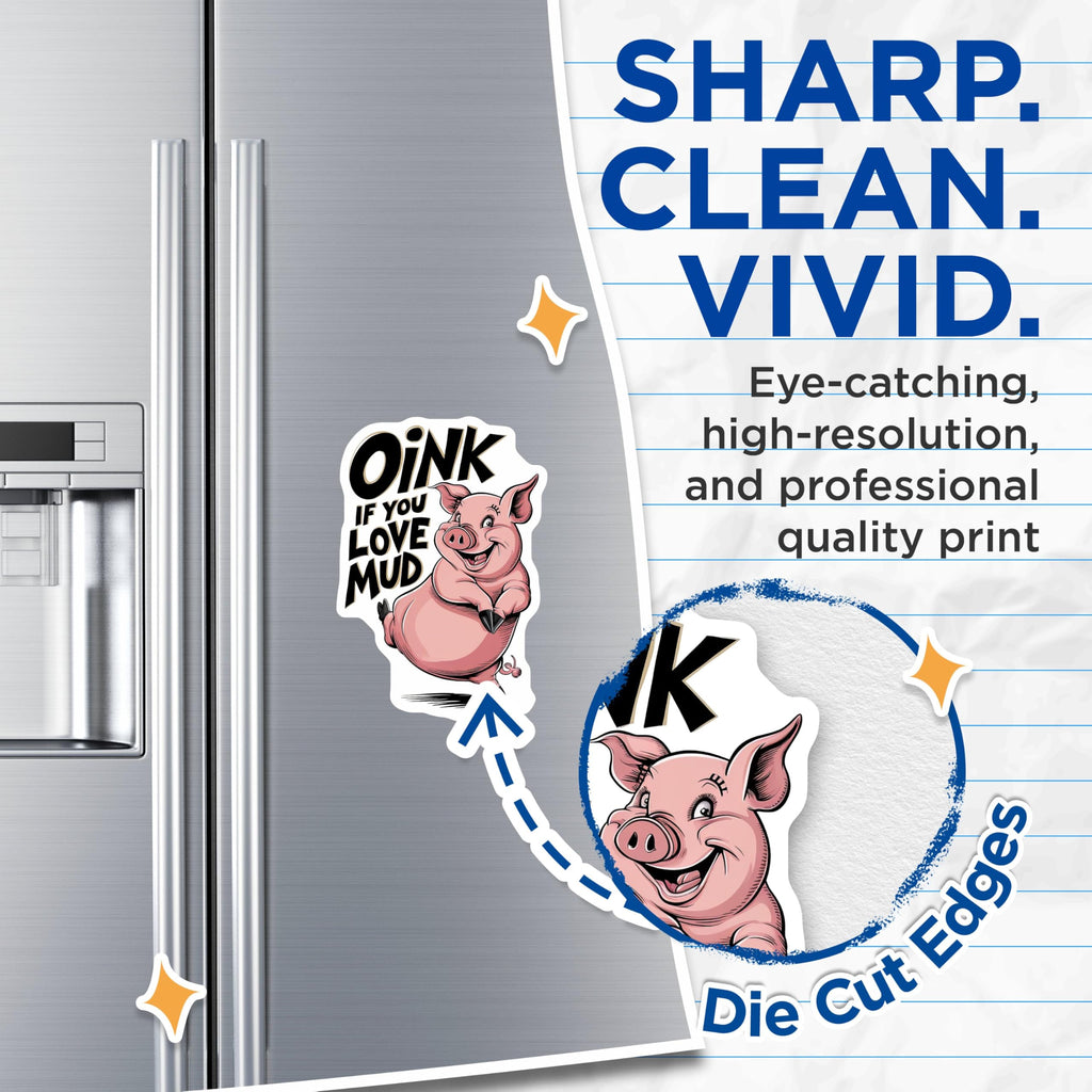 (2 Pack) Oink If You Love Mud Magnets - Funny Pig Magnets - Farm Animal Magnets for Fridge - Cute Refrigerator Magnets - 5" On Longest Side - for Cars, Fridges, Toolboxes - Made in USA - MAG4234