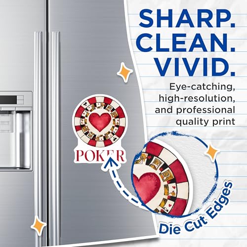 (2 Pack) Poker Magnets - Heart Card - Casino Game - Playing Card - 5" On Longest Side - for Cars, Fridges, Toolboxes - Made in USA - MAG6587