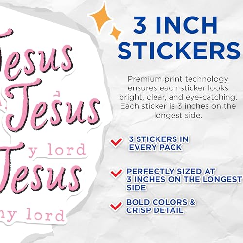 (3 Pack) Jesus My Lord Decals - Christian Decals - Religious Laptop Stickers - 3 Inches On Longest Side - Easy Peel & Apply - Made in USA - 3MCS7696