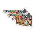 (2 Pack) Oklahoma Easter Bunny Magnets - Western Boho Spring Decor - Farmhouse Cow Print Turquoise - 5 Inches On Longest Side - Thick Durable Magnet - Made in USA - MAG27220