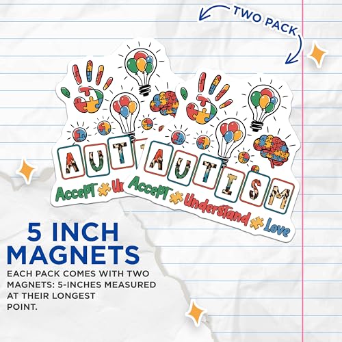(2 Pack) Puzzle Piece Design Magnet - Inspirational Quotes - 5" On Longest Side - Sticks to Smooth Flat Surfaces - Made in USA - MAG9700