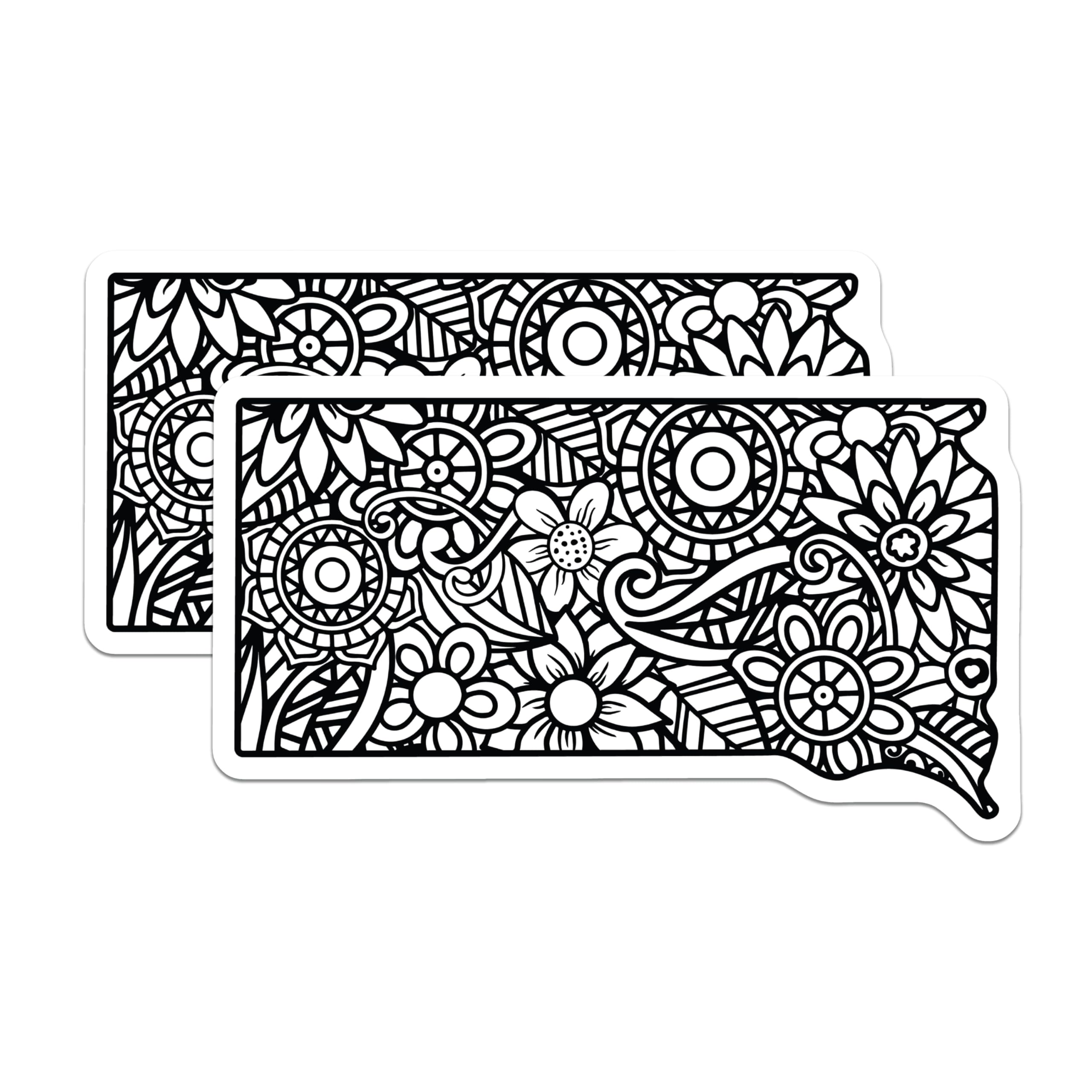 (2 Pack) Floral Doodle Magnets - Black and White Flowers - Decorative Fridge Magnets - 5" On Longest Side - Premium Magnet - for Cars, Refrigerators, Toolboxes, Lockers - Made in USA - MAG17355