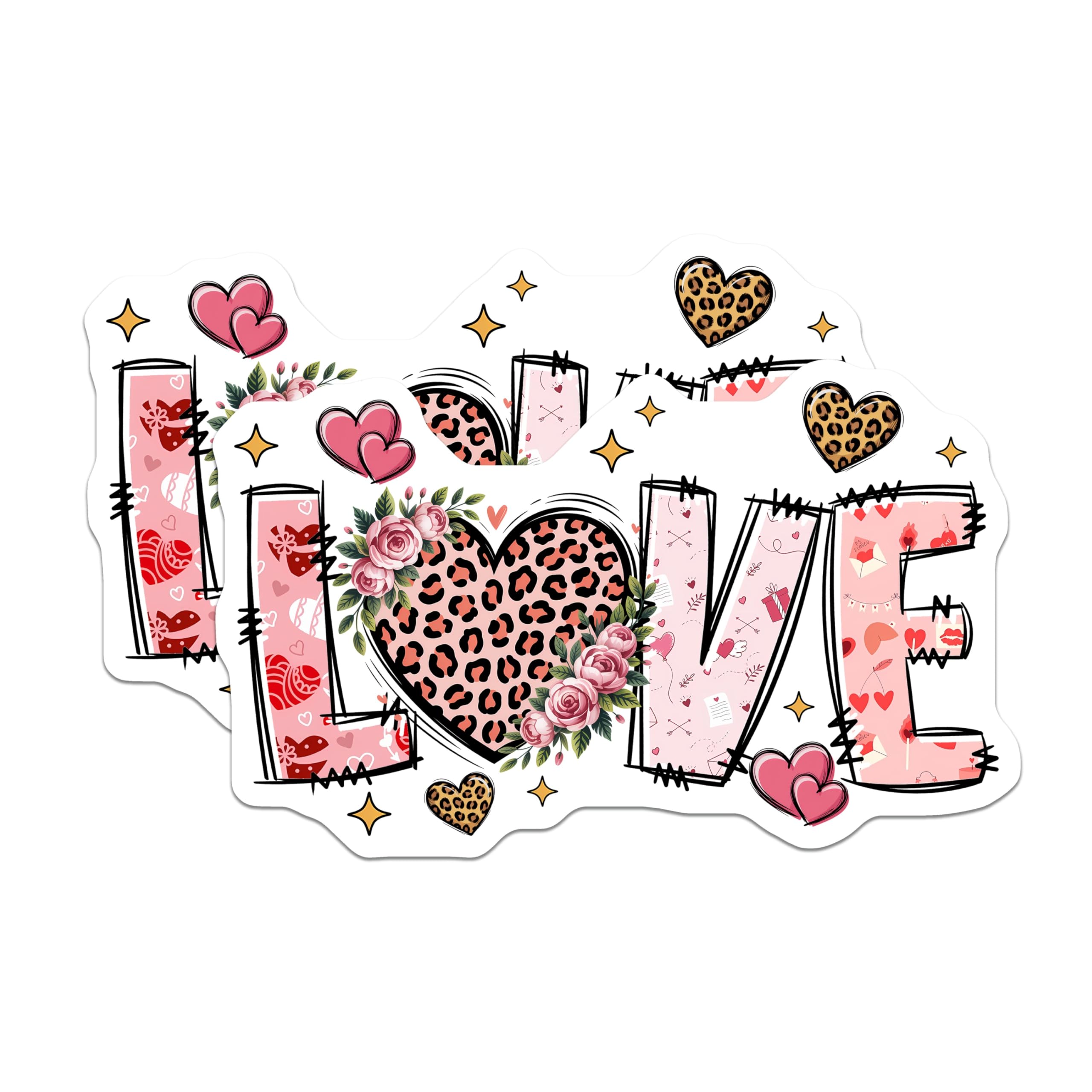 (2 Pack) Love Design Magnets - Hearts and Roses - Decorative Home and Office Magnet - 5" On Longest Side - Premium Magnet - for Cars, Refrigerators, Toolboxes, Lockers - Made in USA - MAG15630