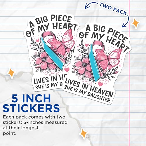 (2 Pack) Remembrance Stickers - Memorial Stickers - Daughter Loss Stickers - 5" On Longest Side - Sticks to Smooth Flat Surfaces - Made in USA - BMCS6079