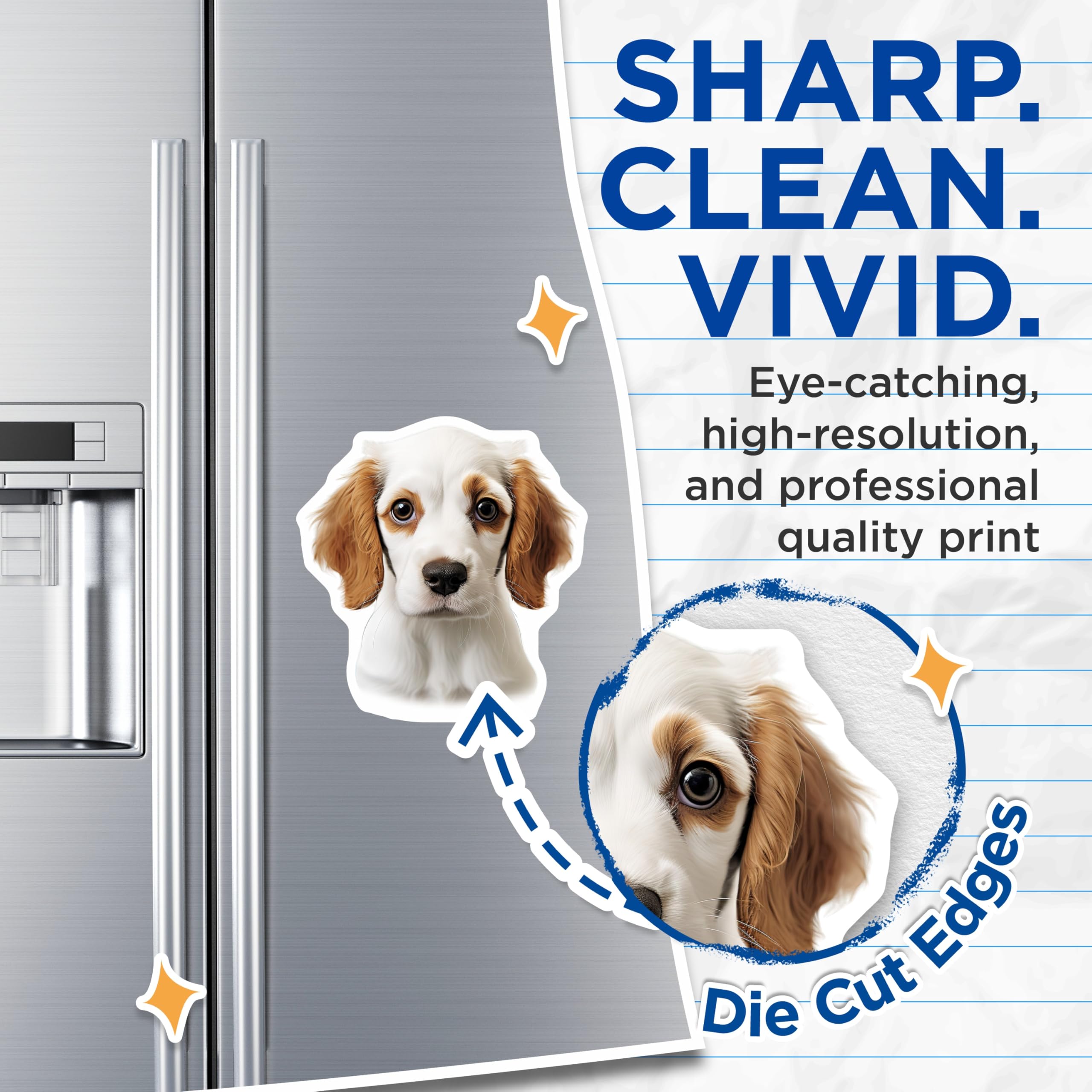 (2 Pack) Adorable Puppy Magnets - Dog Lover Decor - Pet Owner Refrigerator Magnets - 5 Inches On Longest Side - Thick Durable Magnet - Made in USA - MAG25365