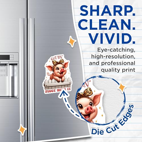 (2 Pack) Gettin Piggy with It Magnets - Cute Pig Design - Animal Lover Decor - 5" On Longest Side - for Cars, Fridges, Toolboxes - Made in USA - MAG7946