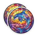 (2 Pack) Stained Glass Dolphin Magnets - Vibrant Ocean Life Decor - Coastal Kitchen Aesthetic - Unique Marine Art - 5 Inches On Longest Side - Thick Durable Magnet - Made in USA - MAG30318