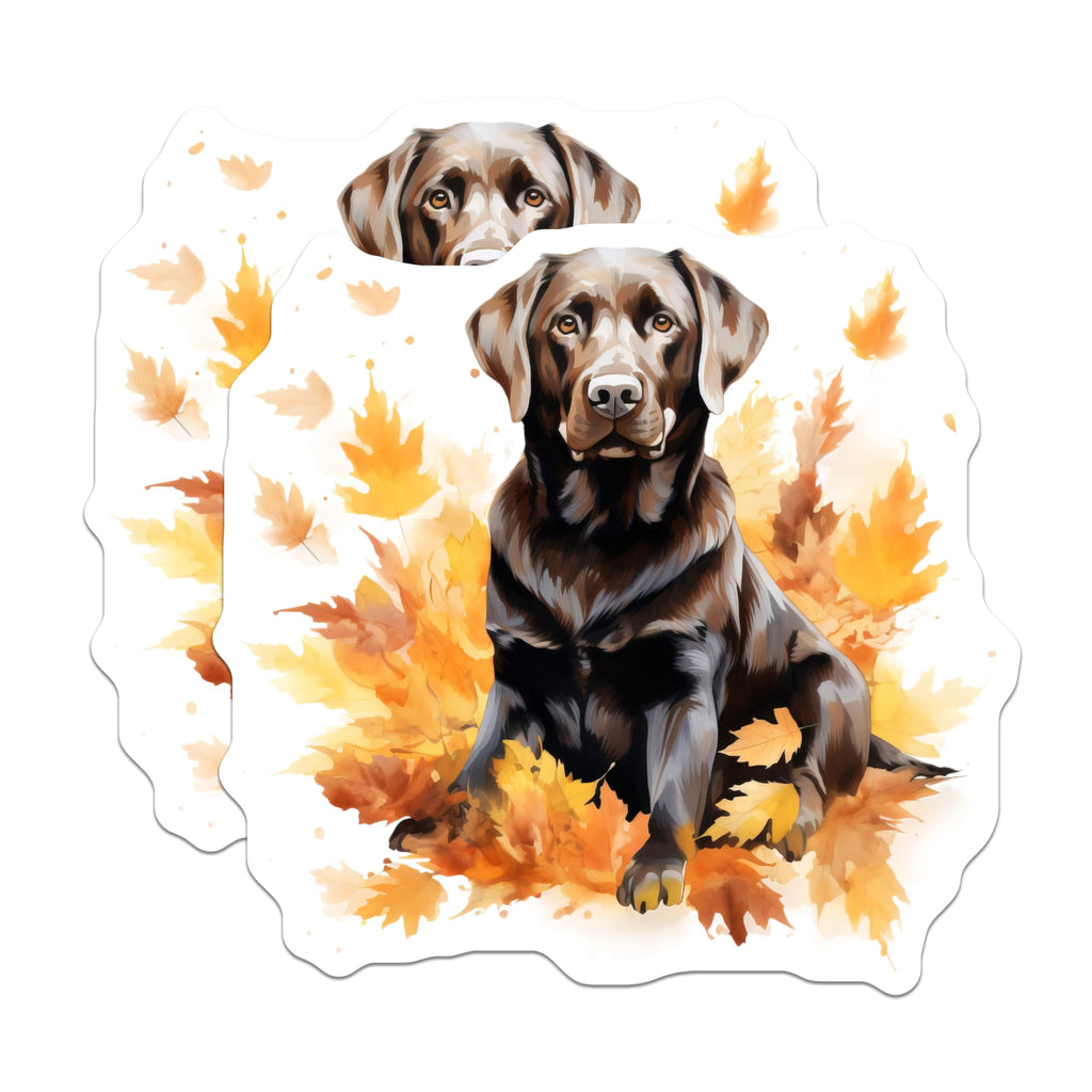 (2 Pack) Chocolate Lab Fall Magnets - Labrador Retriever Autumn Dog Decor - Pet Lover Seasonal Refrigerator Magnets - 5 Inches On Longest Side - Thick Durable Magnet - Made in USA - MAG27354