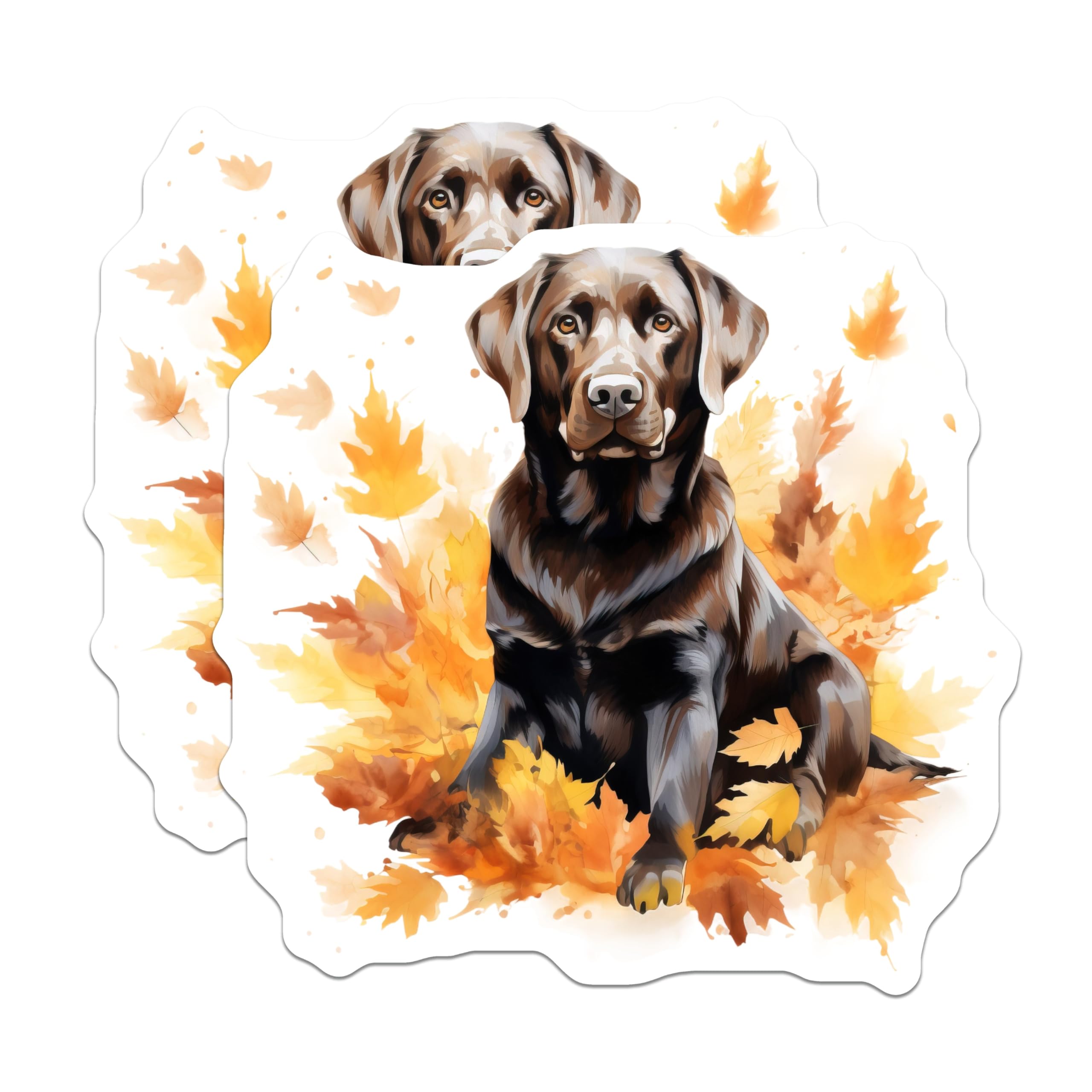 (2 Pack) Chocolate Lab Fall Magnets - Labrador Retriever Autumn Dog Decor - Pet Lover Seasonal Refrigerator Magnets - 5 Inches On Longest Side - Thick Durable Magnet - Made in USA - MAG27354