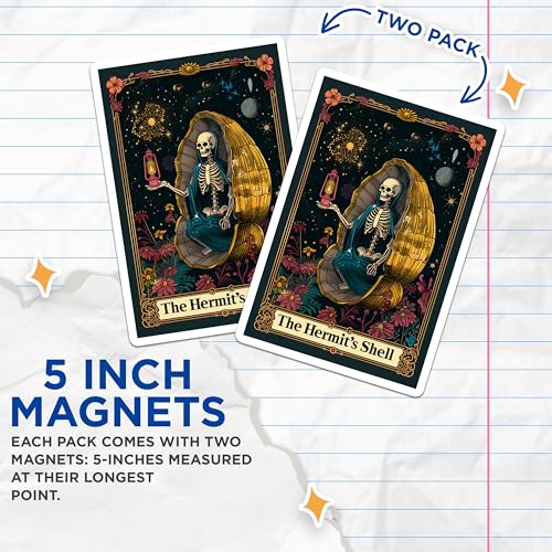 (2 Pack) Astronaut Skeleton Magnet - Cosmic Shell Skeleton Art - 5" On Longest Side - Sticks to Smooth Flat Surfaces - Made in USA - MAG10007
