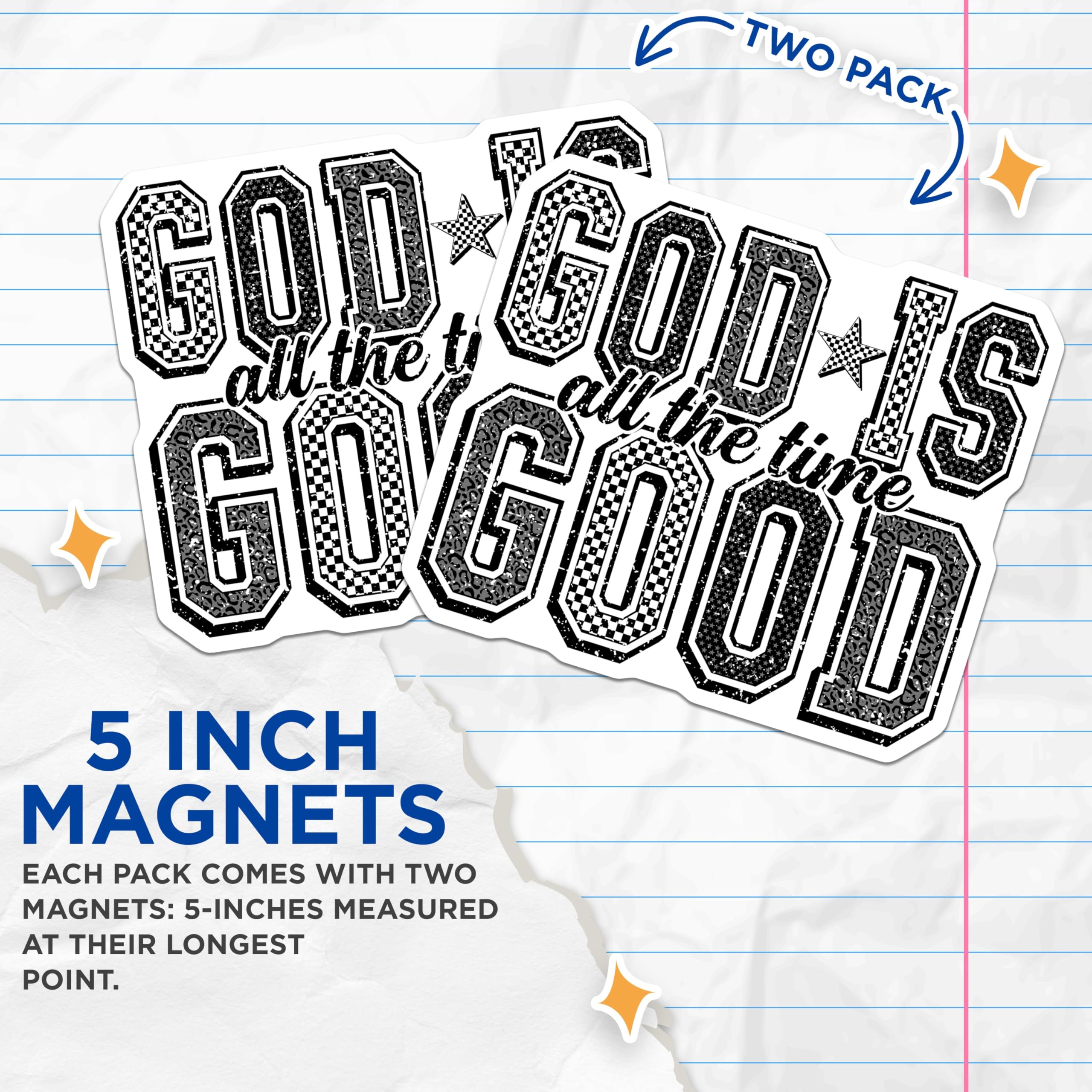 (2 Pack) Christian Faith Magnets - God is Good All The Time - Inspirational Message Decor - 5 Inches On Longest Side - Thick Durable Magnet - Made in USA - MAG26499