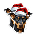 (2 Pack) Doberman Christmas Magnets - Santa Hat Dog Holiday Decor - Festive Pet Lover Magnet - Winter Animal Art Decoration - 5 Inches On Longest Side - Thick Durable Magnet - Made in USA - MAG23578