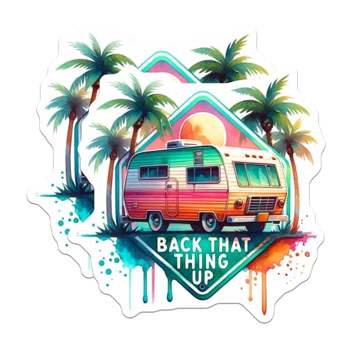 (2 Pack) Back That Thing Up Magnets - Travel Magnets - Funny RV Magnets Adventure - 5" On Longest Side - for Cars, Fridges, Toolboxes - Made in USA - MAG6885