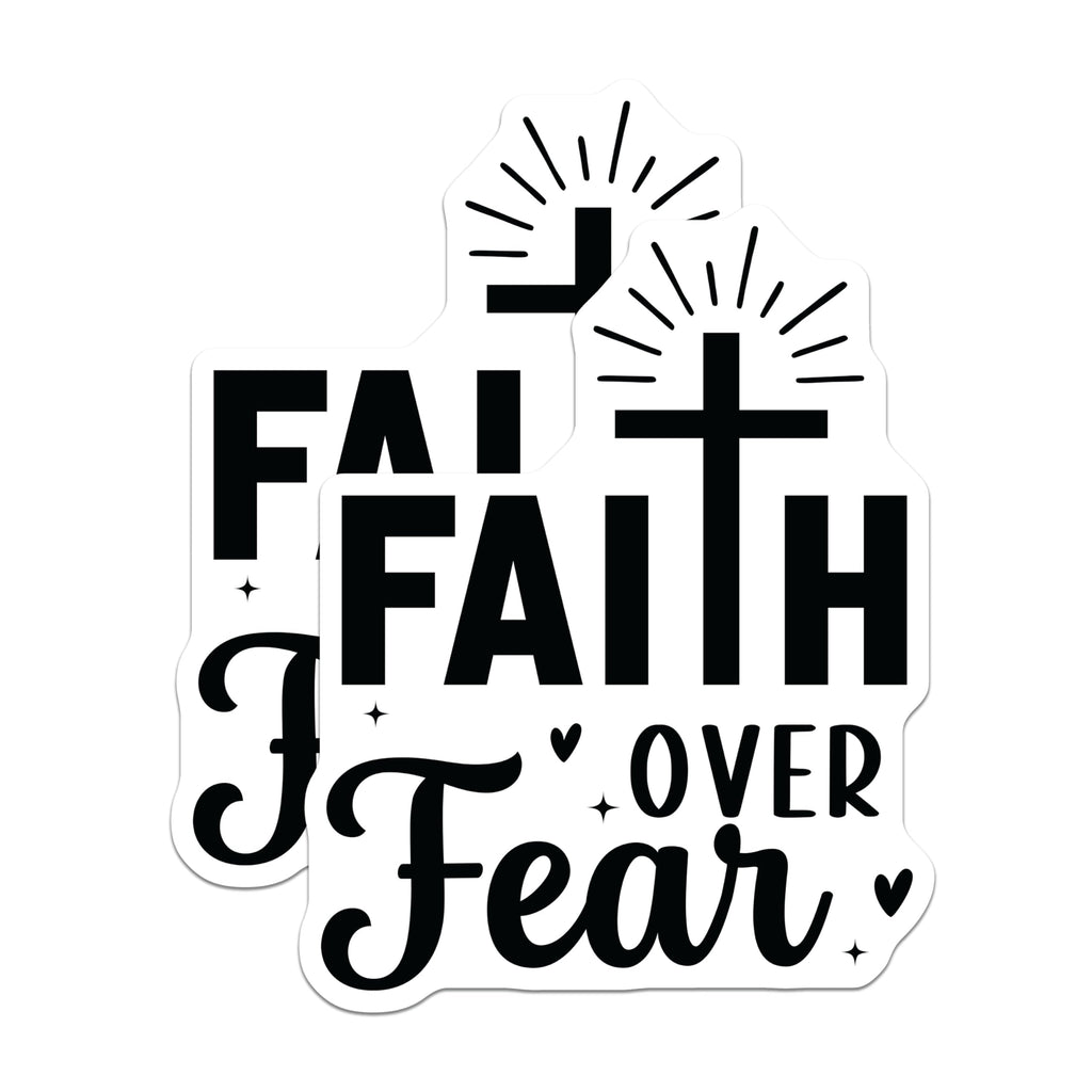 (2 Pack) Faith Over Fear Magnets - Christian Religious Decor - Inspirational Spiritual Reminders - 5 Inches On Longest Side - Thick Durable Magnet - Made in USA - MAG27119