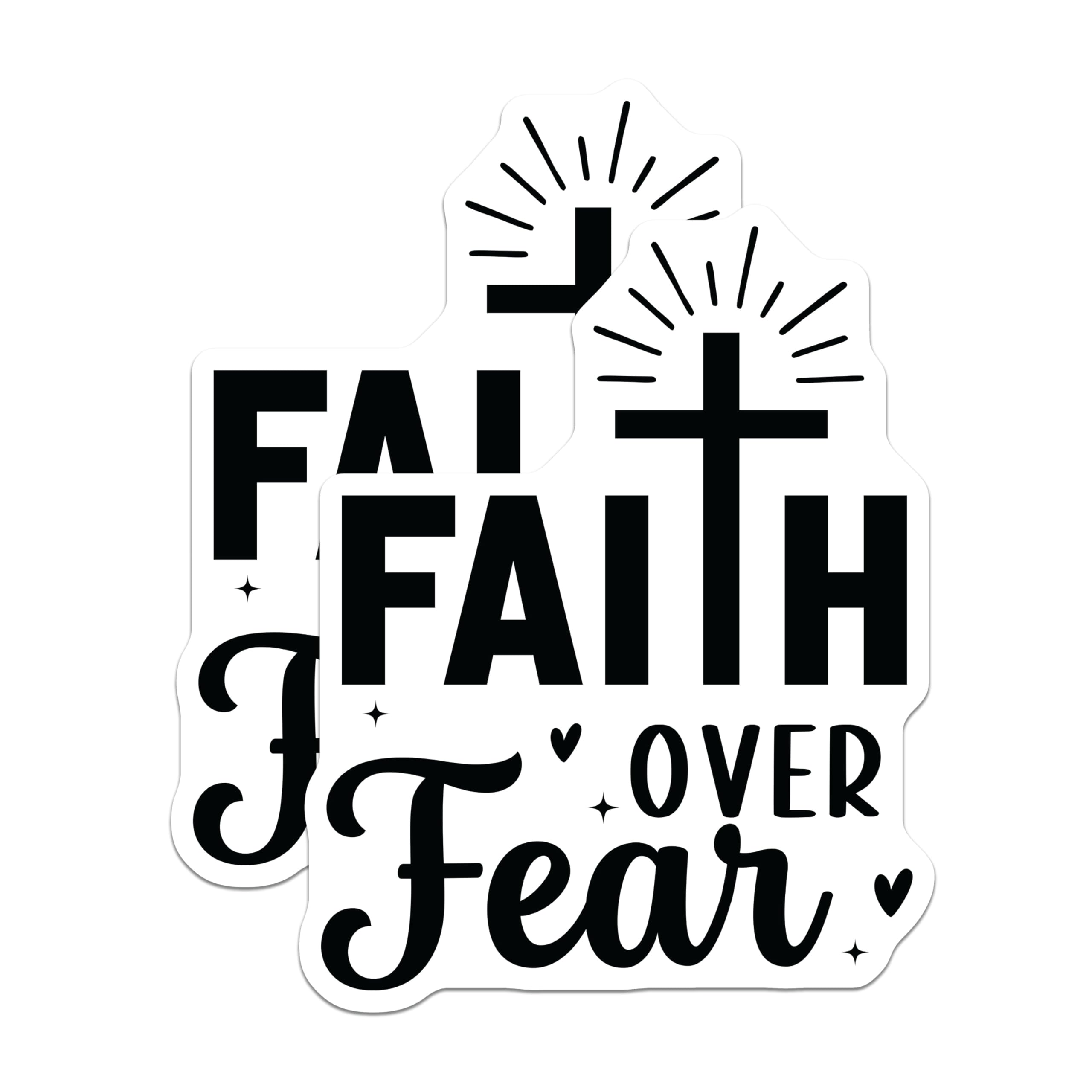(2 Pack) Faith Over Fear Magnets - Christian Religious Decor - Inspirational Spiritual Reminders - 5 Inches On Longest Side - Thick Durable Magnet - Made in USA - MAG27119