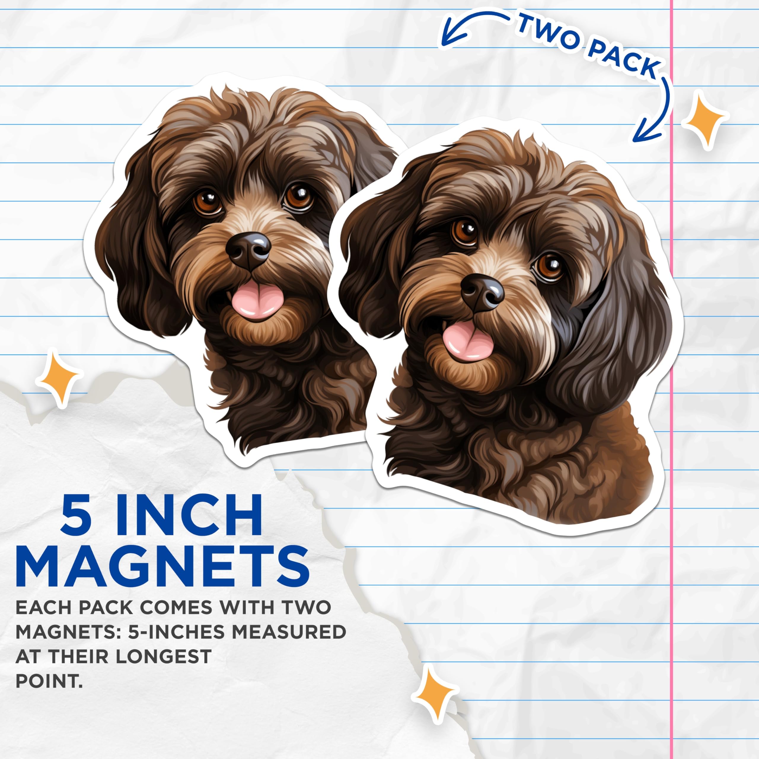 (2 Pack) Havanese Dog Magnets - Brown Puppy Illustration - Adorable Pet Lover Fridge Decor - Cute Canine Home Accent - 5 Inches On Longest Side - Thick Durable Magnet - Made in USA - MAG24369
