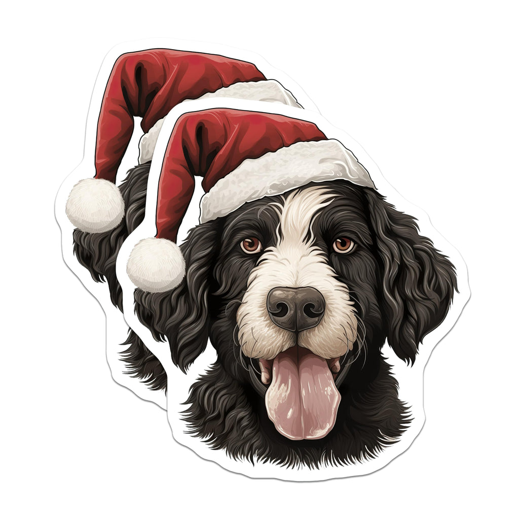 (2 Pack) Christmas Dog Magnets - Santa Hat Canine Decor - Bernese Mountain Dog Art - Seasonal Refrigerator Magnets - 5 Inches On Longest Side - Thick Durable Magnet - Made in USA - MAG23543