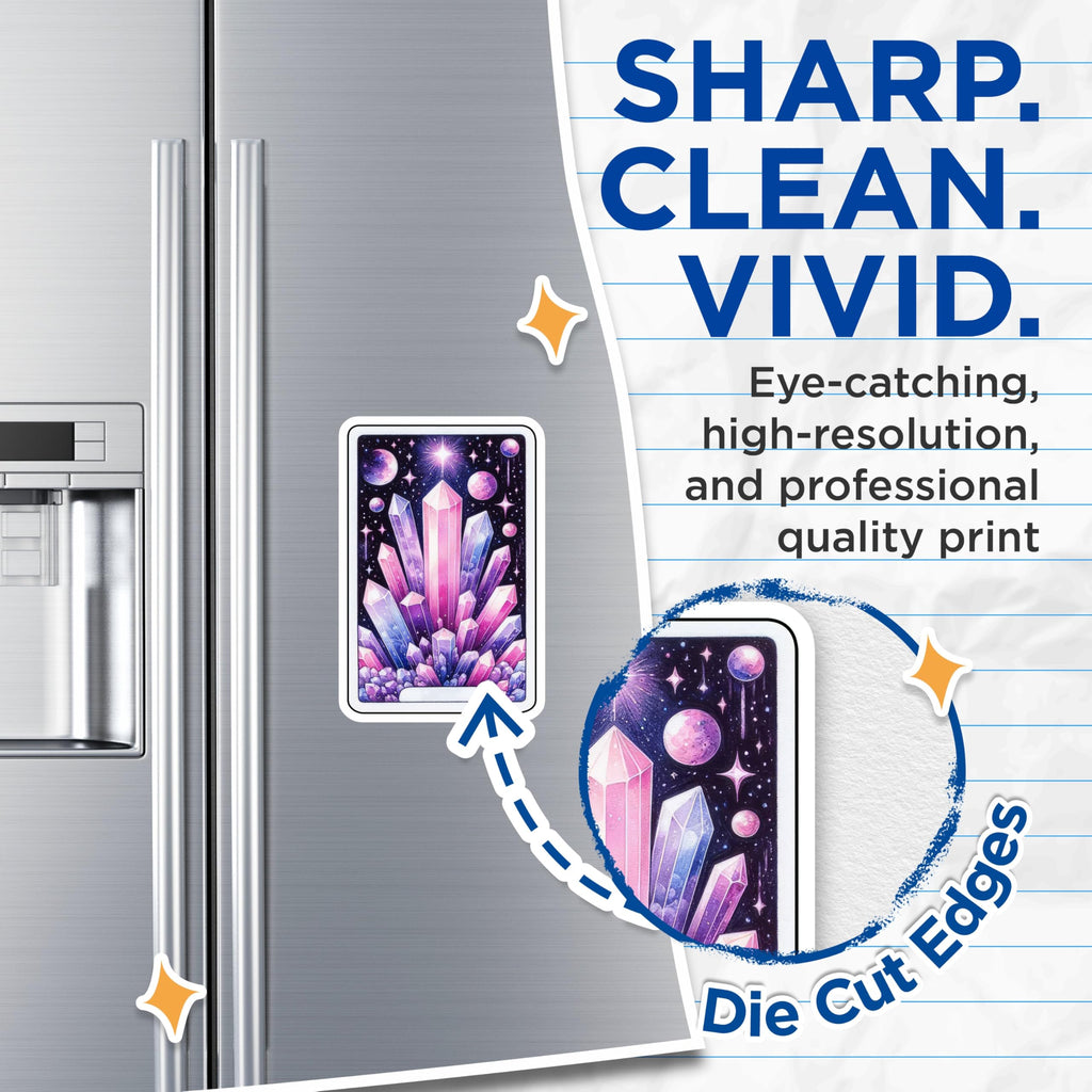 (2 Pack) Cosmic Crystal Cluster Magnets - Vibrant Space Galaxy Aesthetic Art - Celestial Fantasy Gemstone Refrigerator Decor - 5 Inches On Longest Side - Thick Durable Magnet - Made in USA - MAG20677