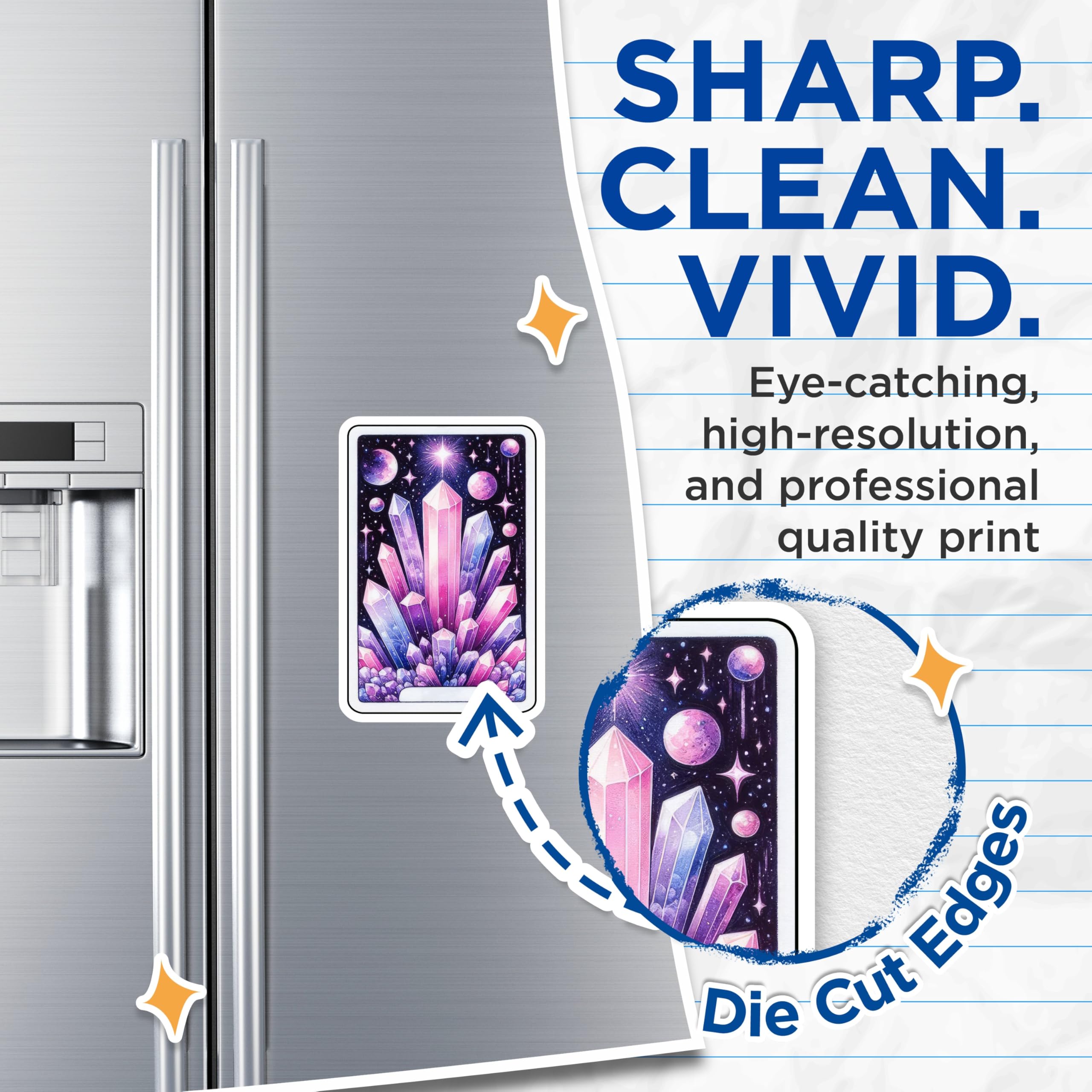 (2 Pack) Cosmic Crystal Cluster Magnets - Vibrant Space Galaxy Aesthetic Art - Celestial Fantasy Gemstone Refrigerator Decor - 5 Inches On Longest Side - Thick Durable Magnet - Made in USA - MAG20677