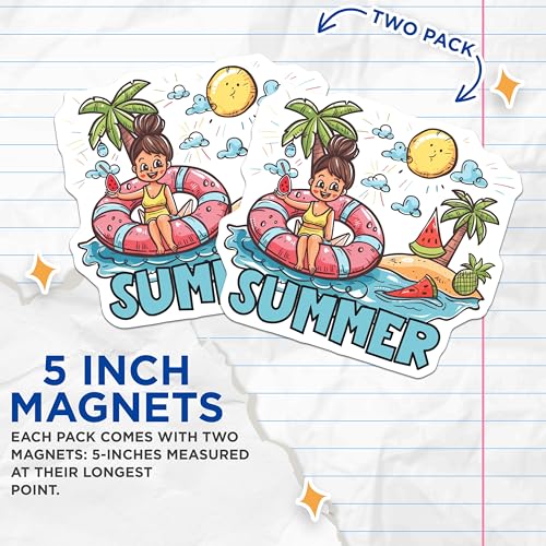 (2 Pack) Summer Fun Magnets - Tropical Beach - Cartoon Vacation Fridge Magnets - 5" On Longest Side - for Cars, Fridges, Toolboxes - Made in USA - MAG4319