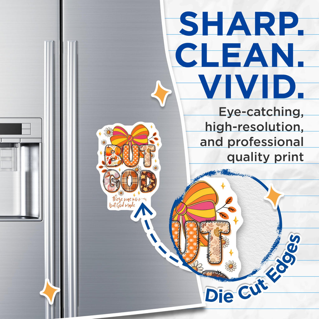 (2 Pack) But God Magnets - Inspirational Faith Decor - Autumn Farmhouse Refrigerator Magnets - 5 Inches On Longest Side - Thick Durable Magnet - Made in USA - MAG28914