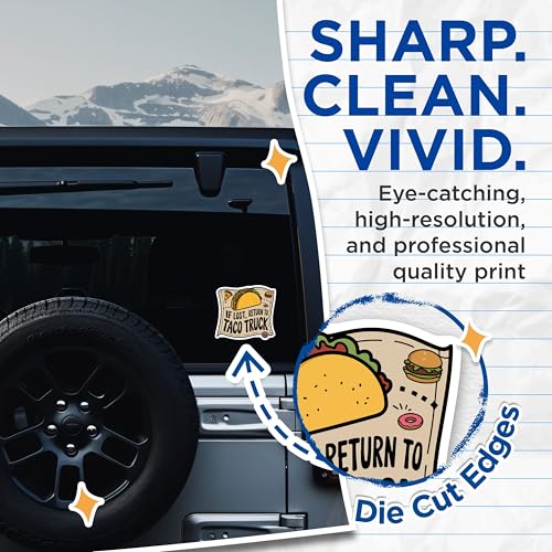 (2 Pack) If Lost Return to Taco Truck Stickers - Funny Food Lover - Taco Truck Humor - 5" On Longest Side - Sticks to Smooth Flat Surfaces - Made in USA - BMCS5736