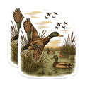 (2 Pack) Mallard Duck Flying Magnets - Waterfowl Pond River Scene - Wildlife Wetland Nature Art - Birdwatcher Fridge Display - 5 Inches On Longest Side - Thick Durable Magnet - Made in USA - MAG21777