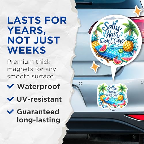 (2 Pack) Sally Hair Don't Care Pool Magnets Magnets - 5" On Longest Side - Made in USA - Sticks to Refrigerators & Metal Surfaces - MAG9294