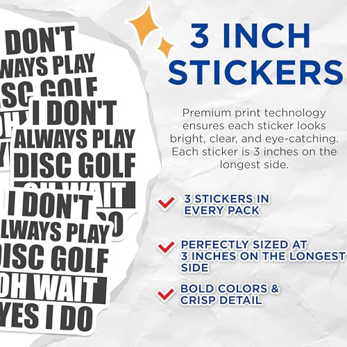(3 Pack) Disc Golf Decals - Funny Disc Golf - Laptop Decal - 3 Inches On Longest Side - Easy Peel & Apply - Made in USA - 3MCS2863