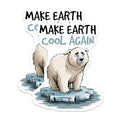 (2 Pack) Make Earth Cool Again Magnets Magnets - Polar Bear - Environment Conservation - 5" On Longest Side - Made in USA - Sticks to Refrigerators & Metal Surfaces - MAG8450
