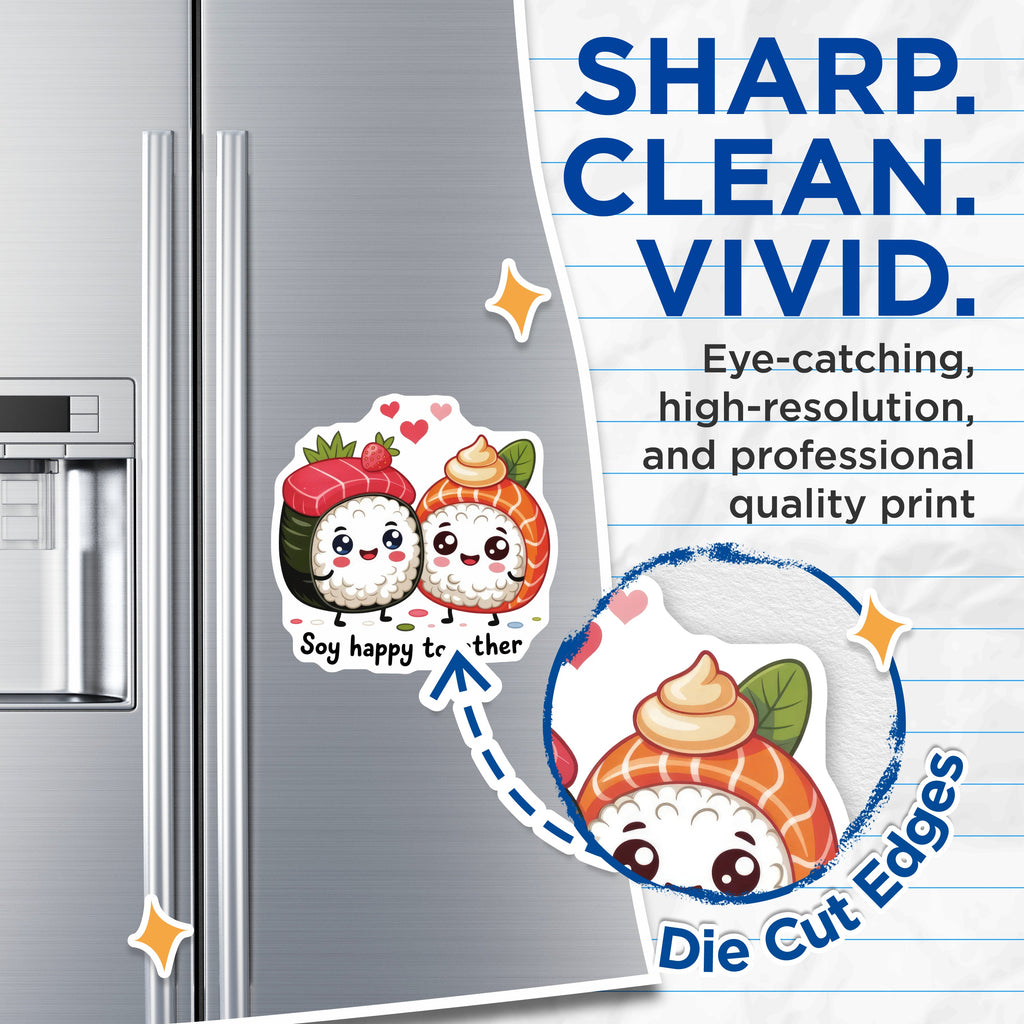 (2 Pack) Cute Sushi Magnets - Funny Foodie Decor - Valentine Couple Present - 5 Inches On Longest Side - Thick Durable Magnet - Made in USA - MAG37002